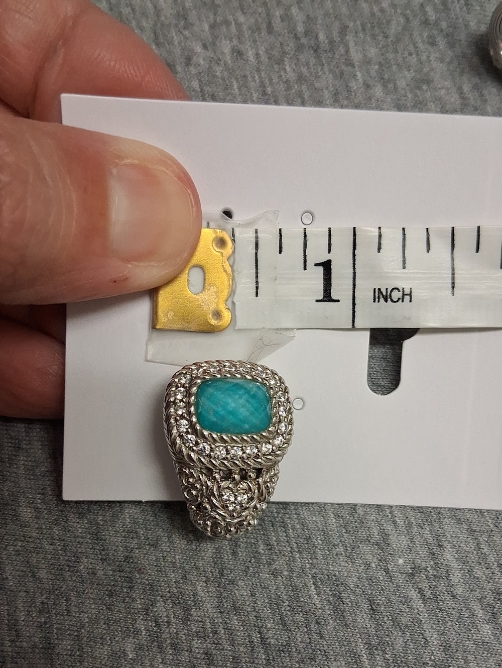 Judith Ripka Sterling Silver Earrings with Blue Turquoise Faceted Doublet Stones - Picture 13 of 13